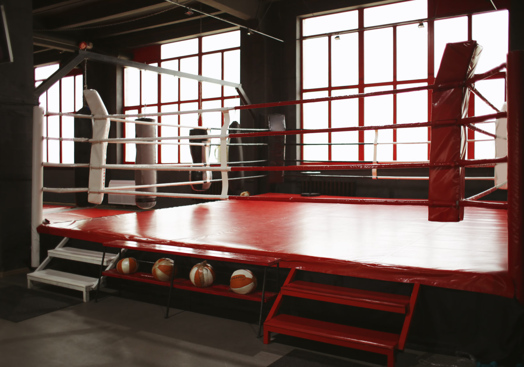view-on-boxing-ring-in-gym